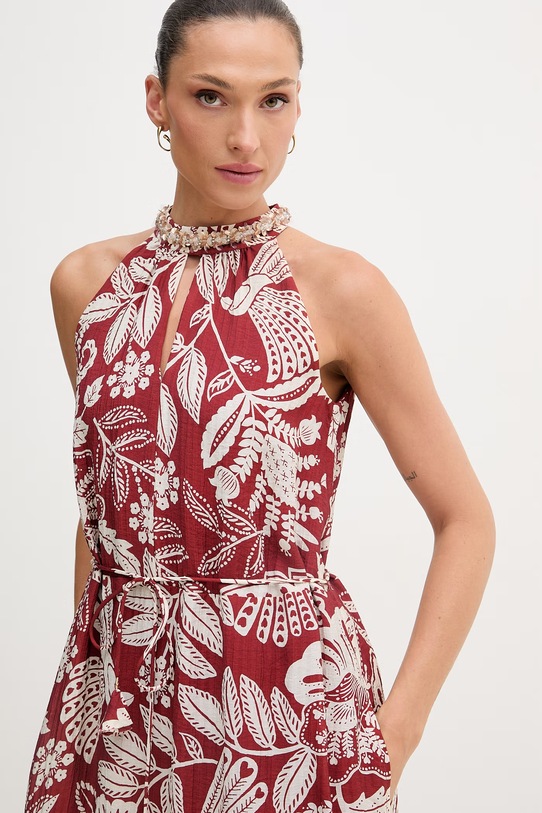 OUI sukienka letnia z wiskozy bordowy 97495