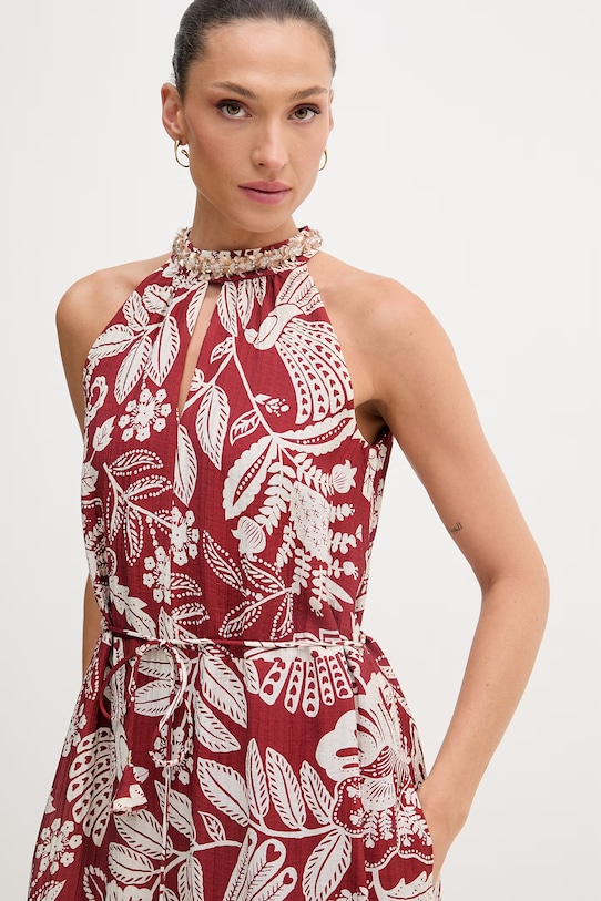 OUI sukienka letnia z wiskozy bordowy 97495