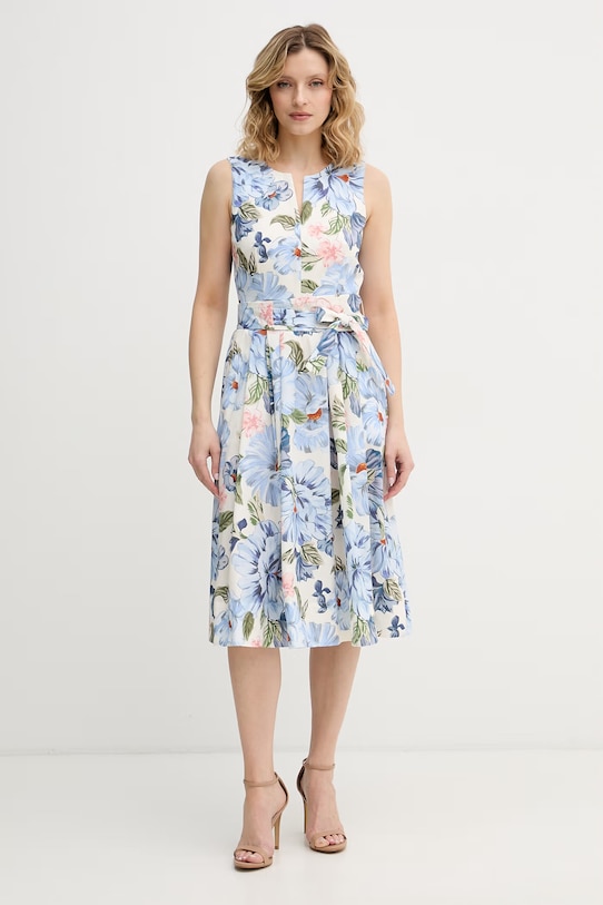 OUI šaty s rozšíreným strihom bavlnené modrá 97167