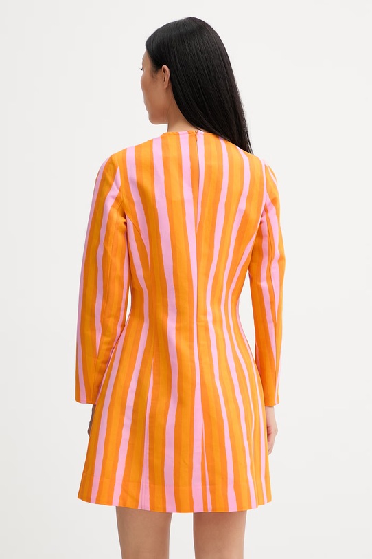 Odzież Marimekko sukienka z dodatkiem lnu 095444 pomarańczowy