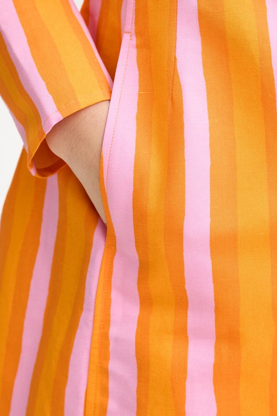 Marimekko sukienka z dodatkiem lnu 095444 pomarańczowy
