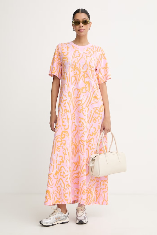 Marimekko sukienka z bawełną 095511 różowy SS26