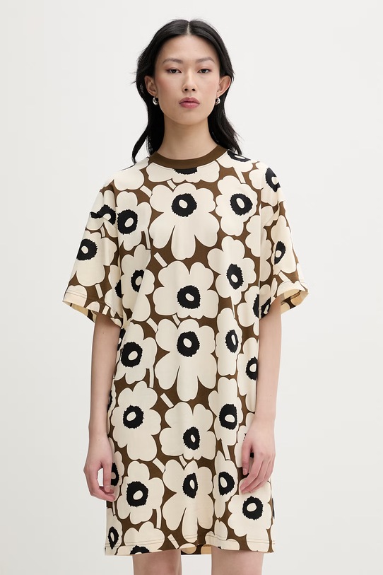 Marimekko sukienka letnia bawełniana beżowy 095504