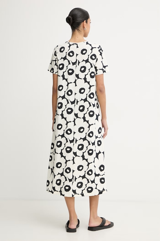 Odzież Marimekko sukienka bawełniana 095846 beżowy