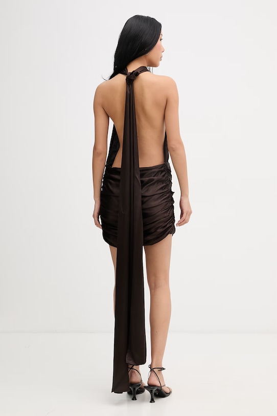 Oblečenie La Mania šaty halter z viskózy OMRI OMRI hnedá