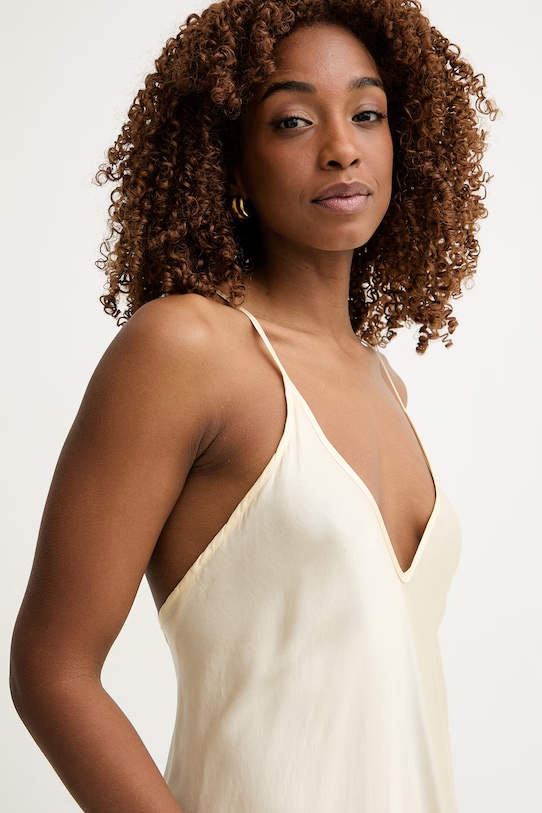 Haveone sukienka bieliźniana z wiskozy żółty AWG.Q022