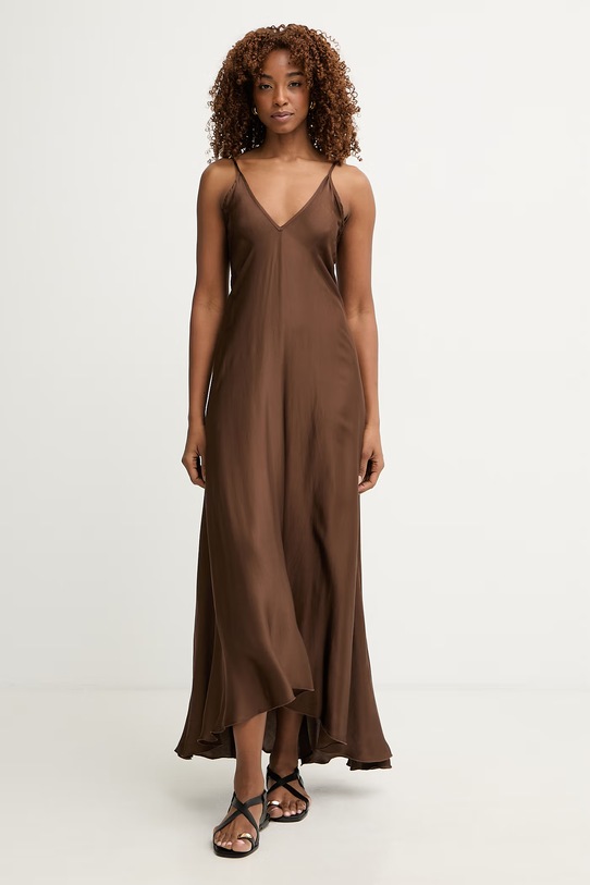 Haveone sukienka bieliźniana z wiskozy brązowy AWG.Q022