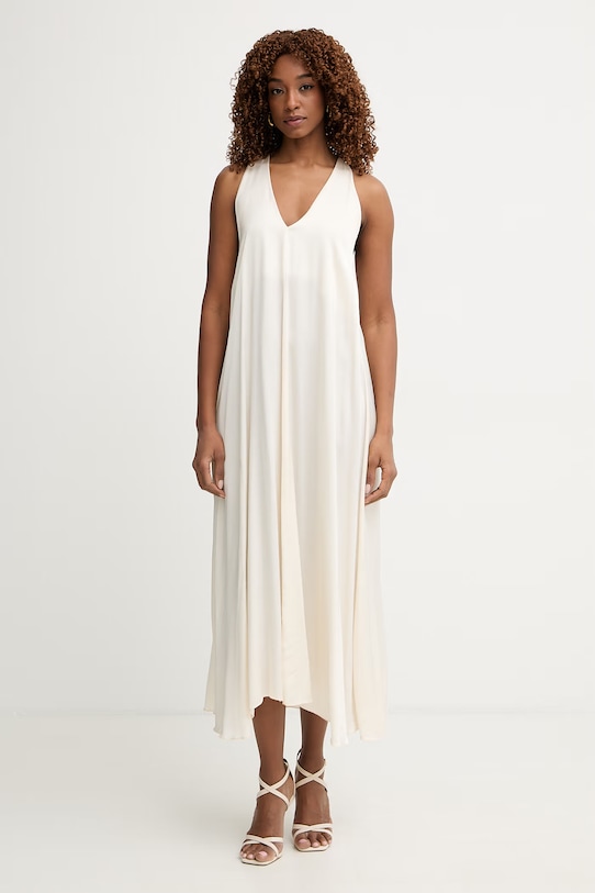 Haveone sukienka letnia z wiskozy beżowy AWG.Q018