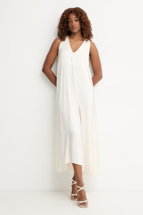 Haveone sukienka letnia z wiskozy AWG.Q018 beżowy SS26