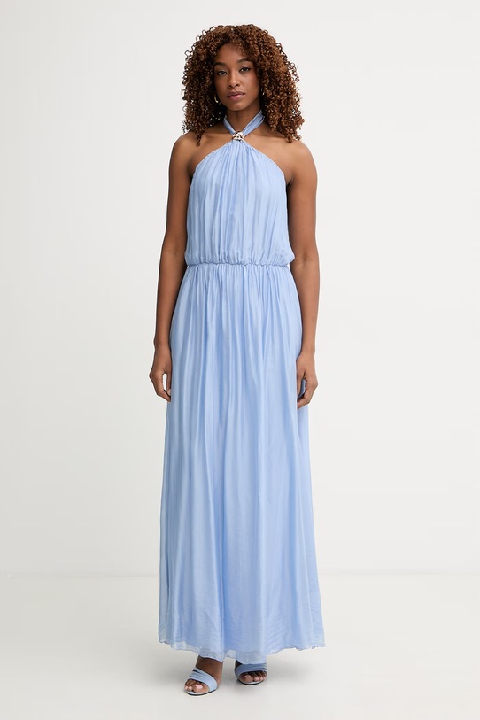 Haveone sukienka z jedwabiem niebieski AFF.Q008