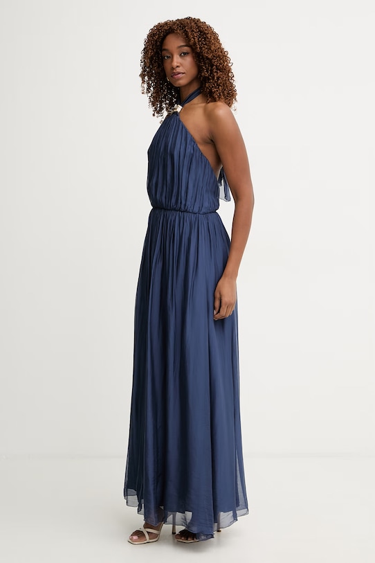 Haveone sukienka z jedwabiem AFF.Q008 granatowy SS26