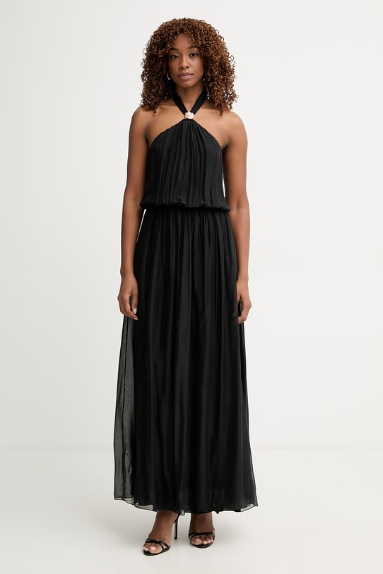 Haveone sukienka z jedwabiem czarny AFF.Q008