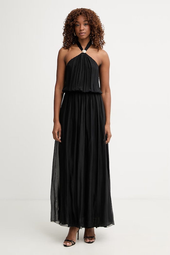 Haveone sukienka z jedwabiem czarny AFF.Q008