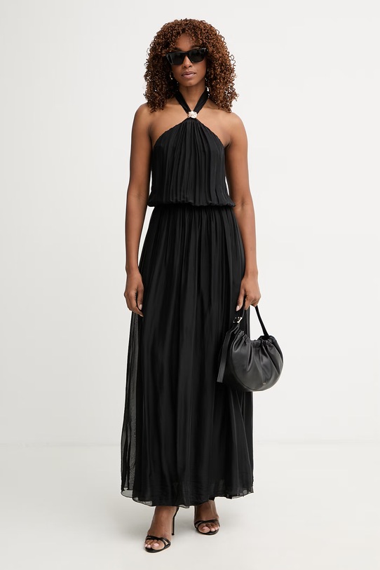 Haveone sukienka z jedwabiem AFF.Q008 czarny SS26