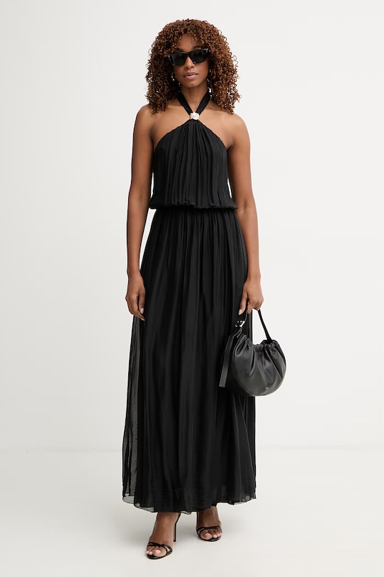 Haveone sukienka z jedwabiem AFF.Q008 czarny SS26