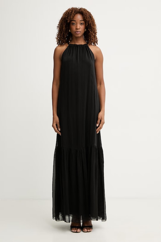 Haveone rochie de vară cu mătase negru AFF.Q011