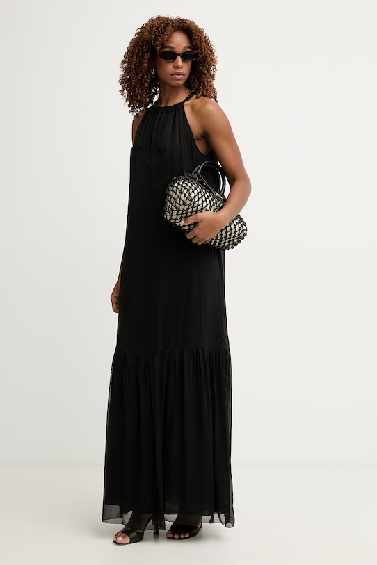 Haveone rochie de vară cu mătase AFF.Q011 negru SS26