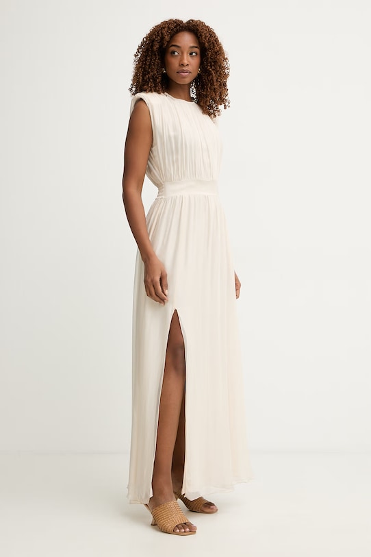 Haveone sukienka z jedwabiem AFF.Q005 beżowy SS26