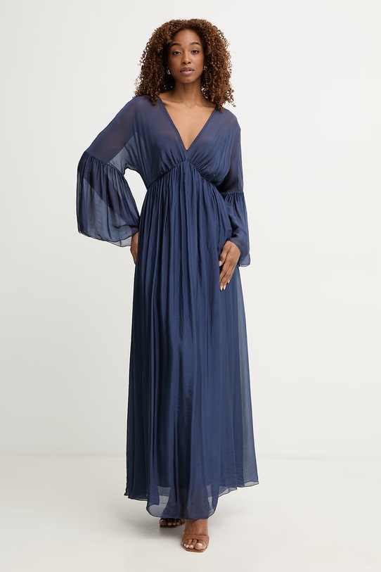 Haveone rochie cu mătase bleumarin ACH.Q016