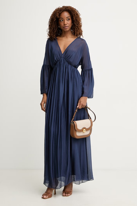 Haveone rochie cu mătase ACH.Q016 bleumarin SS26