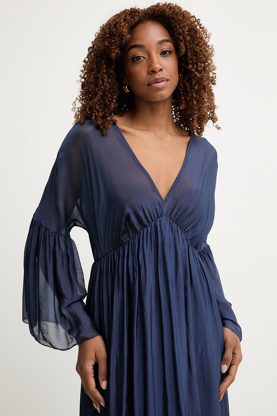 Haveone rochie cu mătase bleumarin ACH.Q016