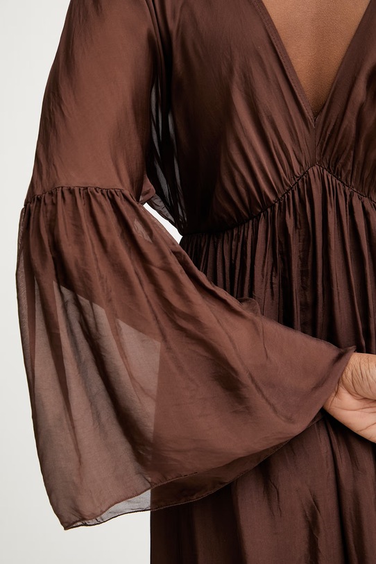 Haveone sukienka z jedwabiem ACH.Q016 brązowy