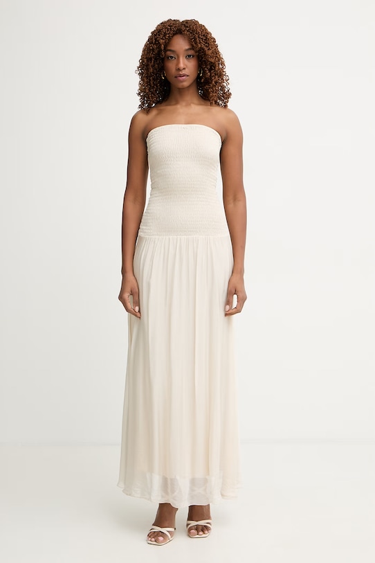 Haveone sukienka z jedwabiem beżowy ACH.Q014