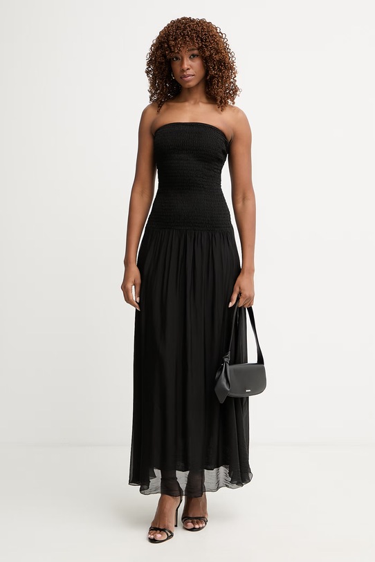 Haveone sukienka z jedwabiem ACH.Q014 czarny SS26