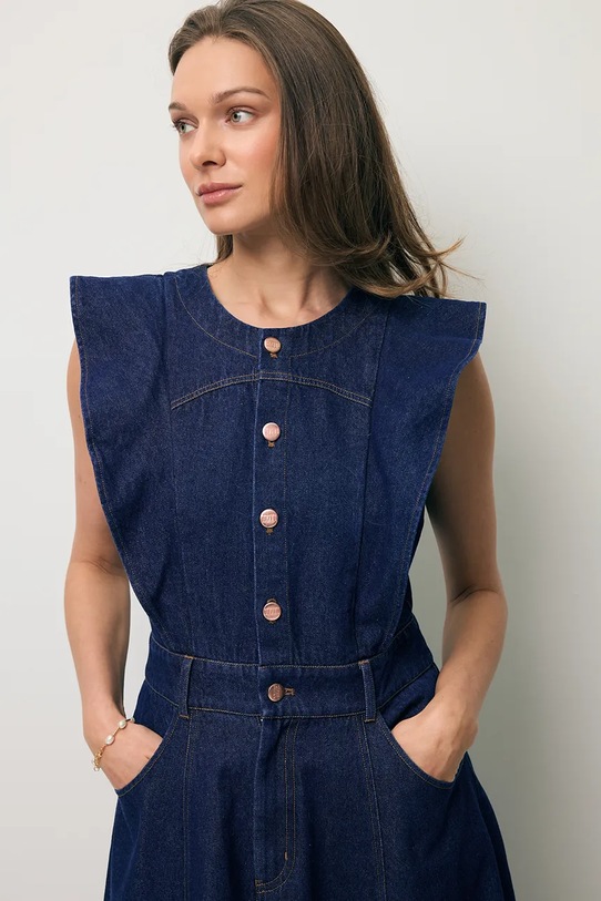 BIZUU obleka denim AIDEN mornarsko modra AIDEN.NIEBIESKI