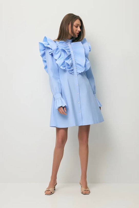 BIZUU rochie de vară cu bumbac SANN albastru SANN.BLEKITNY