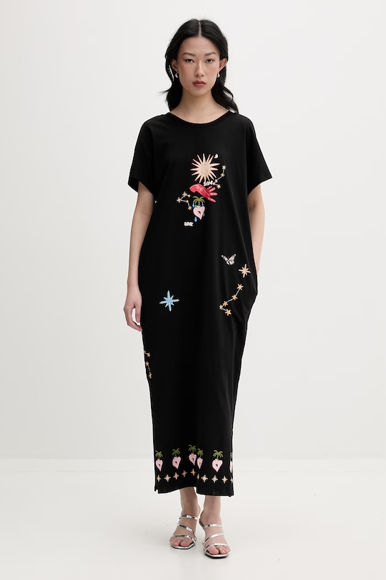 Never Fully Dressed sukienka bawełniana czarny NFDDR3354