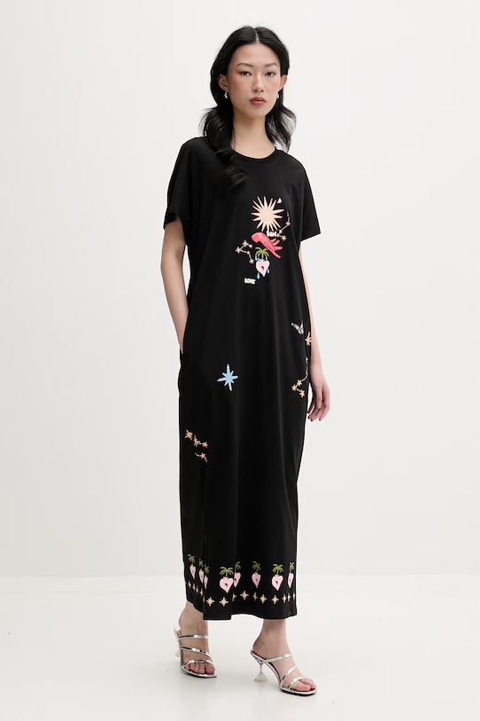 Never Fully Dressed sukienka bawełniana NFDDR3354 czarny SS26