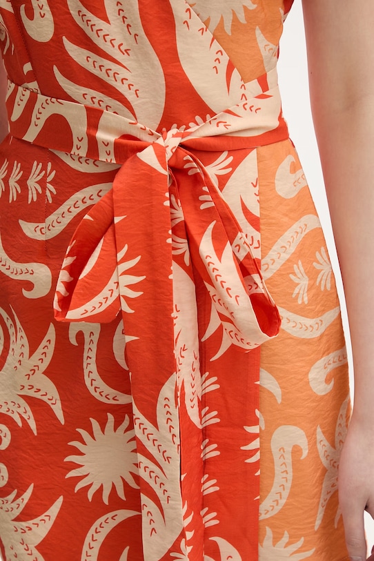 Never Fully Dressed sukienka kopertowa z wiskozą NFDDR3366 pomarańczowy