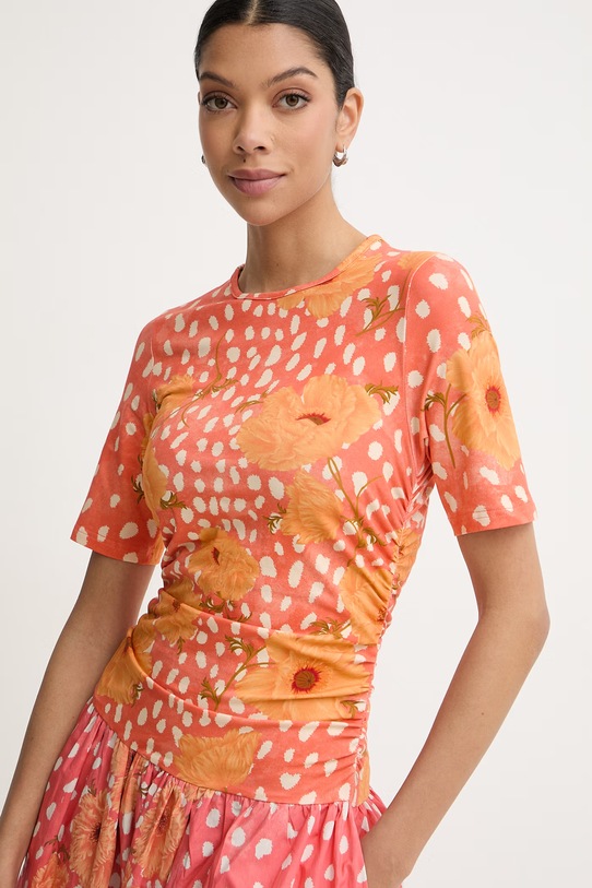 Never Fully Dressed sukienka letnia bawełniana z elastanem pomarańczowy NFDDR3405