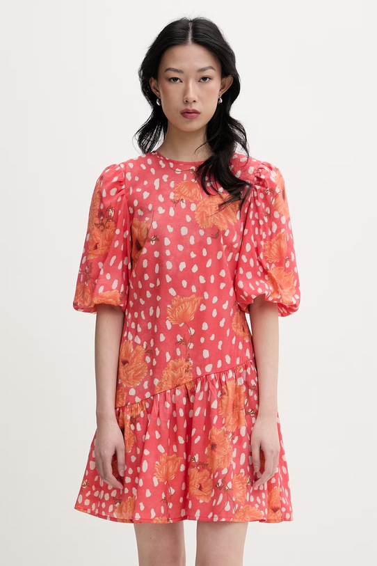 Never Fully Dressed sukienka letnia z wiskozy różowy NFDDR3409