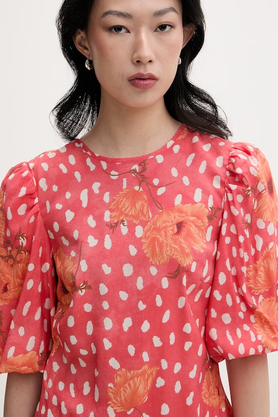 Never Fully Dressed sukienka letnia z wiskozy różowy NFDDR3409