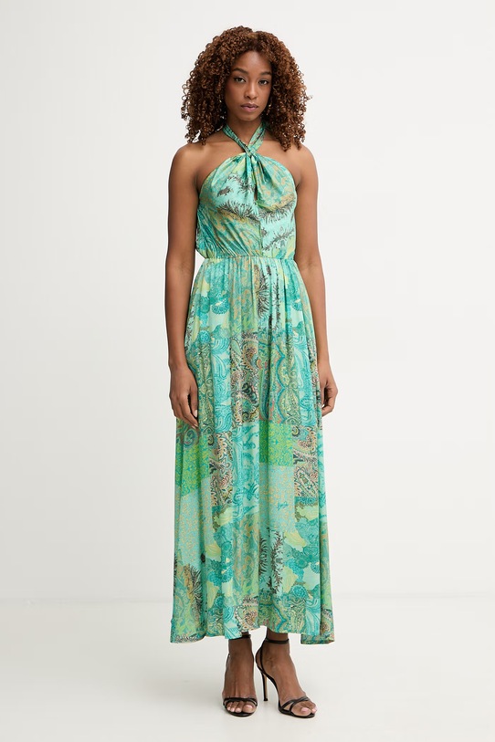 Liu Jo sukienka letnia z wiskozy turkusowy VA6070.TS124