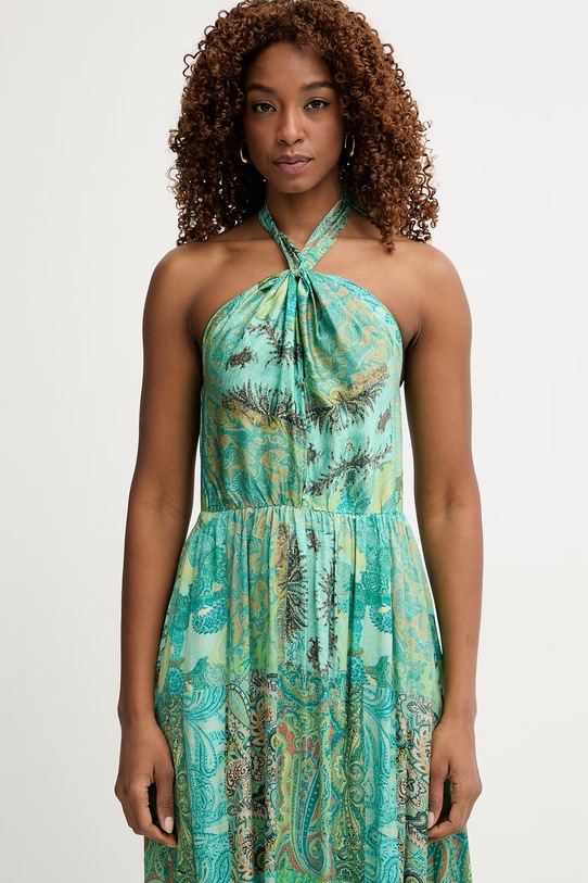 Liu Jo sukienka letnia z wiskozy turkusowy VA6070.TS124