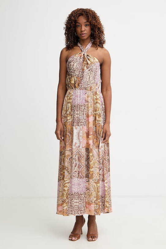 Liu Jo sukienka letnia z wiskozy brązowy VA6070.TS124