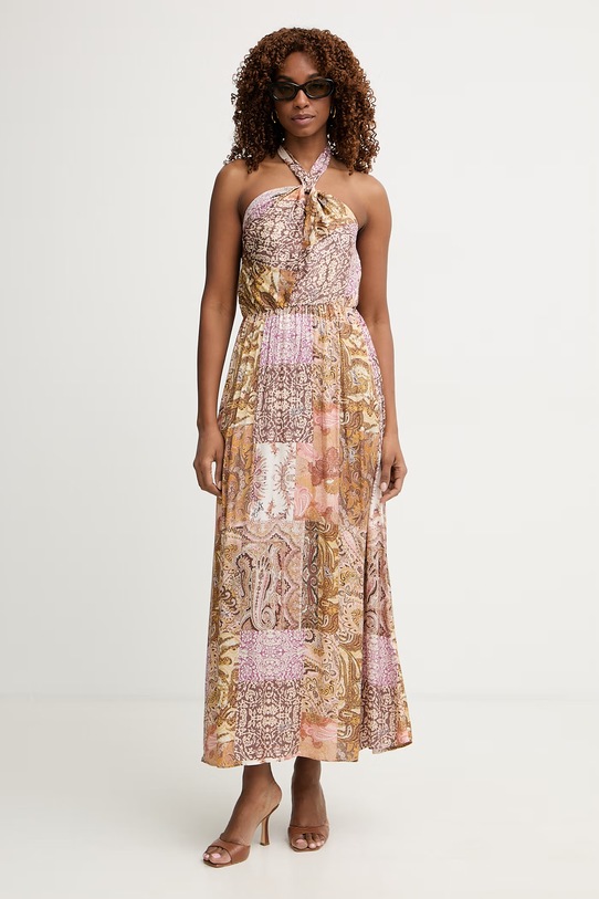 Liu Jo sukienka letnia z wiskozy VA6070.TS124 brązowy SS26