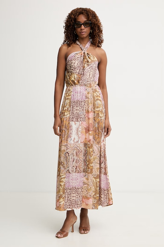 Liu Jo sukienka letnia z wiskozy VA6070.TS124 brązowy SS26