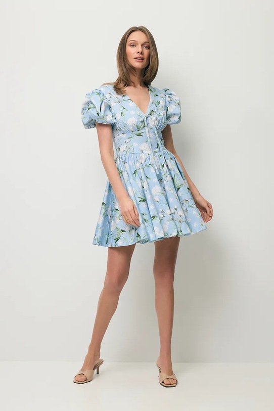 BIZUU φόρεμα flared βαμβακερό EVIANNE μπλε EVIANNE.BLEKITNY