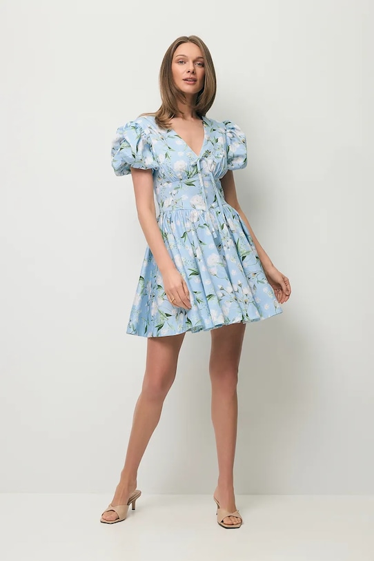 BIZUU φόρεμα flared βαμβακερό EVIANNE μπλε EVIANNE.BLEKITNY