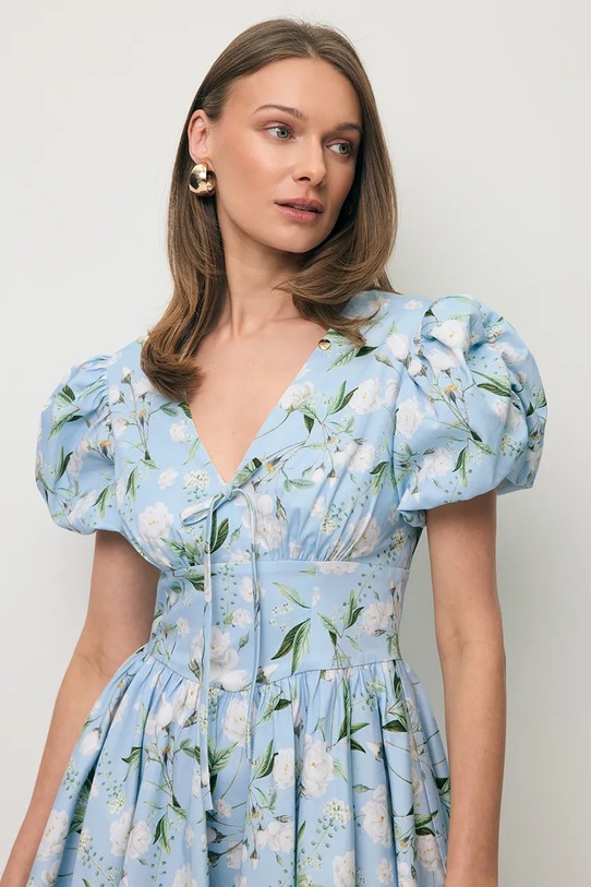 BIZUU φόρεμα flared βαμβακερό EVIANNE EVIANNE.BLEKITNY μπλε