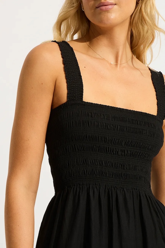 Seafolly šaty bavlněné Faithful Midi Dress černá 54865.DR