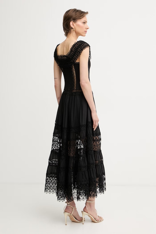 Одяг Charo Ruiz Ibiza сукня з гострим вирізом з бавовною Amaira 261623 чорний