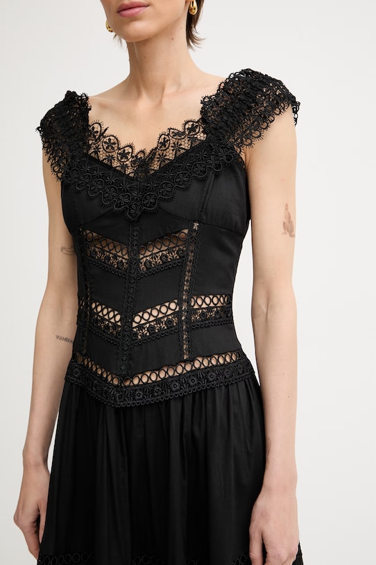 Charo Ruiz Ibiza сукня з гострим вирізом з бавовною Amaira 261623 чорний