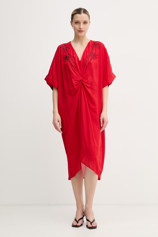 Lola Casademunt letné šaty z viskózy červená LS2616010