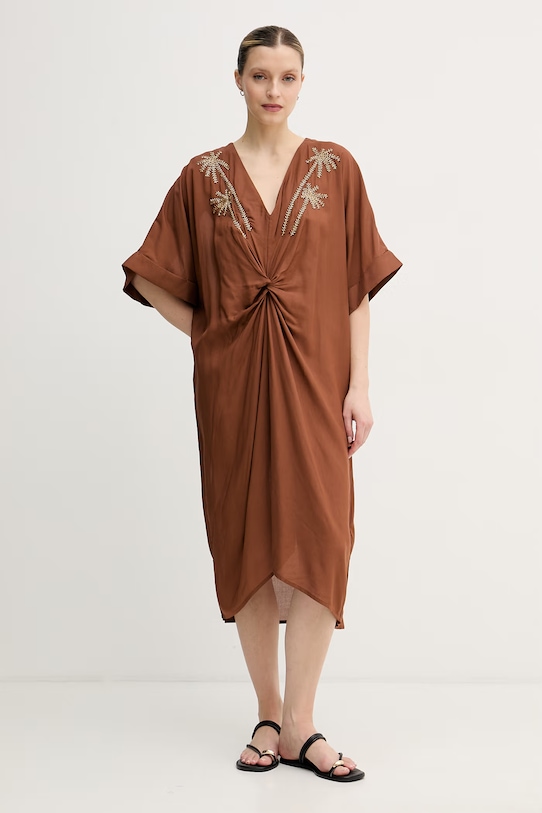 Lola Casademunt лятна рокля от вискоза кафяв LS2616010