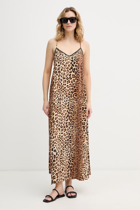 Lola Casademunt letné šaty z viskózy LS2616004 hnedá SS26